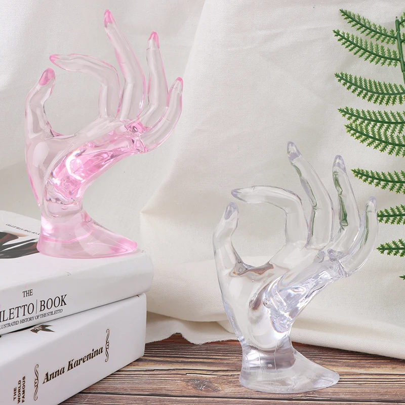 2022 New Black/White/Pink/Transparent 2021 Ok Hand Finger Glove Ring Bracelet Bangle Jewelry Display Stand Holder Hot Selling