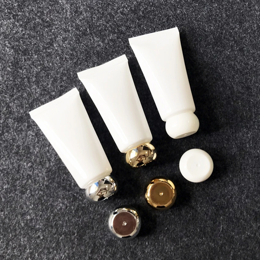 

50pcs 40g Mini Empty white Soft Refillable Plastic Lotion Tubes Squeeze Cosmetic Packaging,Hand Cream Tube Screw LidsContainer