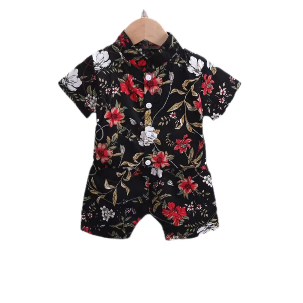 T-Shirt Set Children's Summer Baby Toddler Clothes Girls Korean Version Casual Shirt Boys Colorful Pattern Short Sleeve Shorts