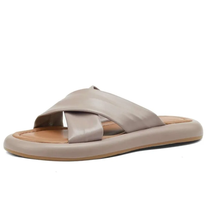 

Dilalula Microfiber Peep Toe Thick Bottom Slides Concise Style Young Lady Daily Wear Solid Comfortable Outside Slippers L38