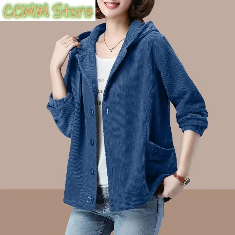 Сплошной цвет весенне-осенняя вельветовая куртка женская зимняя верхняя одежда