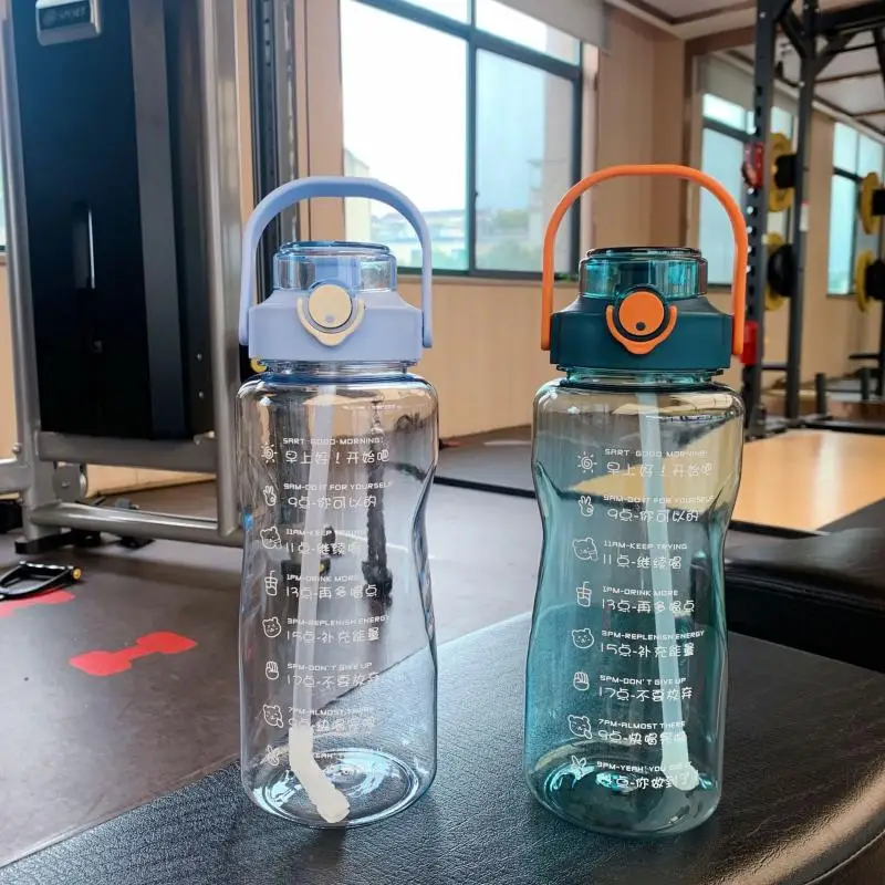 

Sports Gym Tumbler Reminder To Drinking 2L Water Bottle With Time Marker Girl Fitness Jugs Large Capacity Mug Outdoor Travel Cup