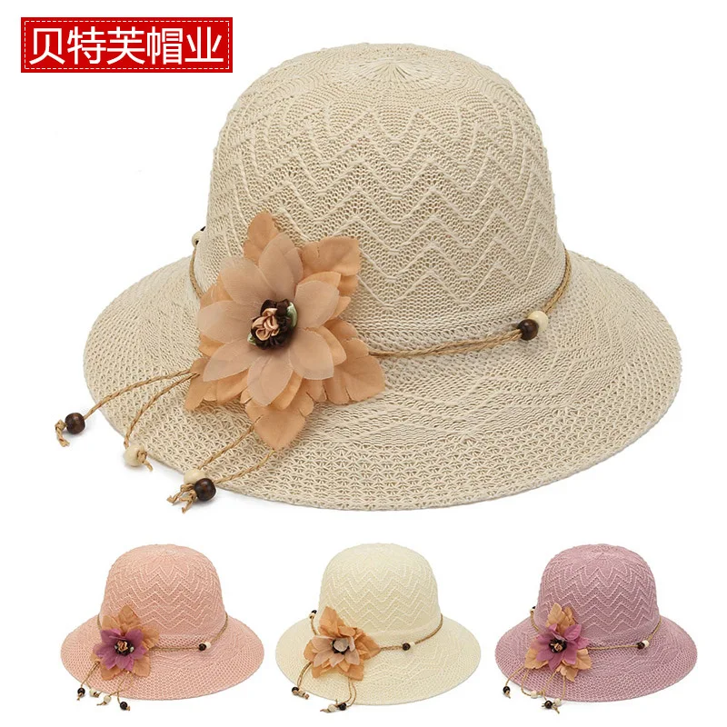 

Sun hat summer sunscreen fisherman hat literary embroidery texture woven ladies straw fashion hats for women visor hat beach hat