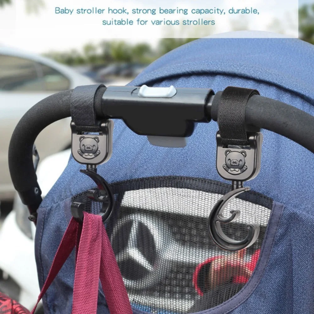 

Accessories Hanger Car Hook Loop Storage Bag Hooks Baby Stroller Hook Cartoon Bear Baby Pram Hooks Rotate 360 Degree