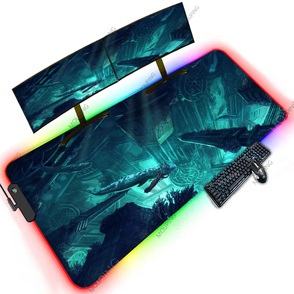 Купи Cthulhu Mausepad Computer Peripherals Mouse Pad RGB Rubber Carpet Ultra Large Cool Led Smooth Surface Game Mat Backlight 4mm за 2,017 рублей в магазине AliExpress