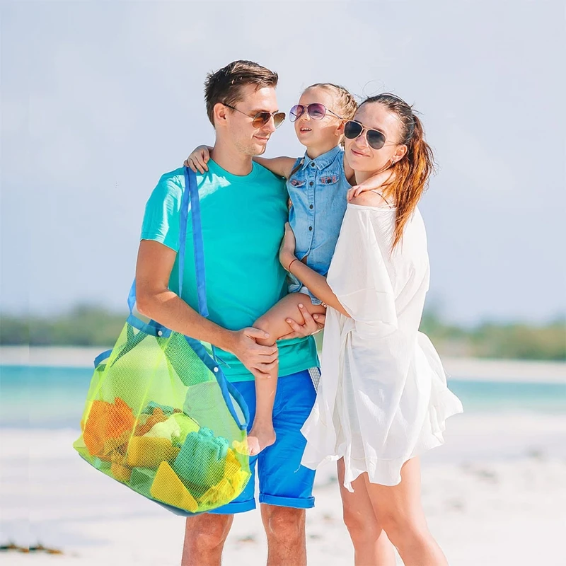 Y1ub Mesh Beach Bag для очень большой чистой суммы детского песчаного бассейна больших