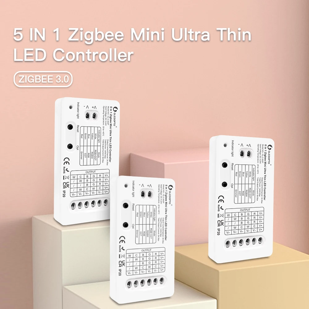 

Светодиодный контроллер Zigbee для умного дома, мини-контроллер RGBCCT для светодиодных лент, работает с приложением и поддержкой Alexa и Google Assistant