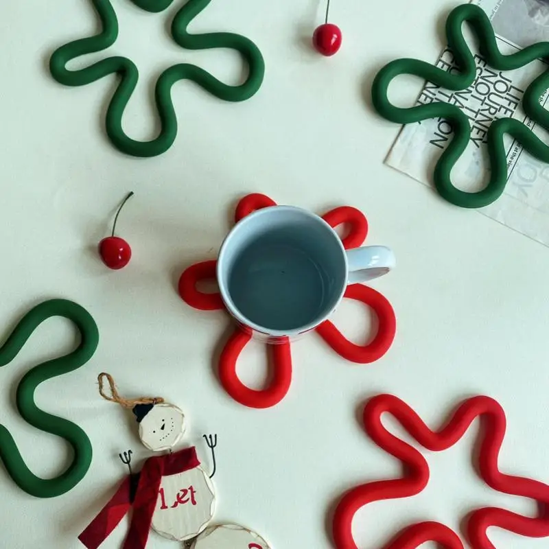 Рождественские подставки силиконовая тарелка для тарелок коврик горшка