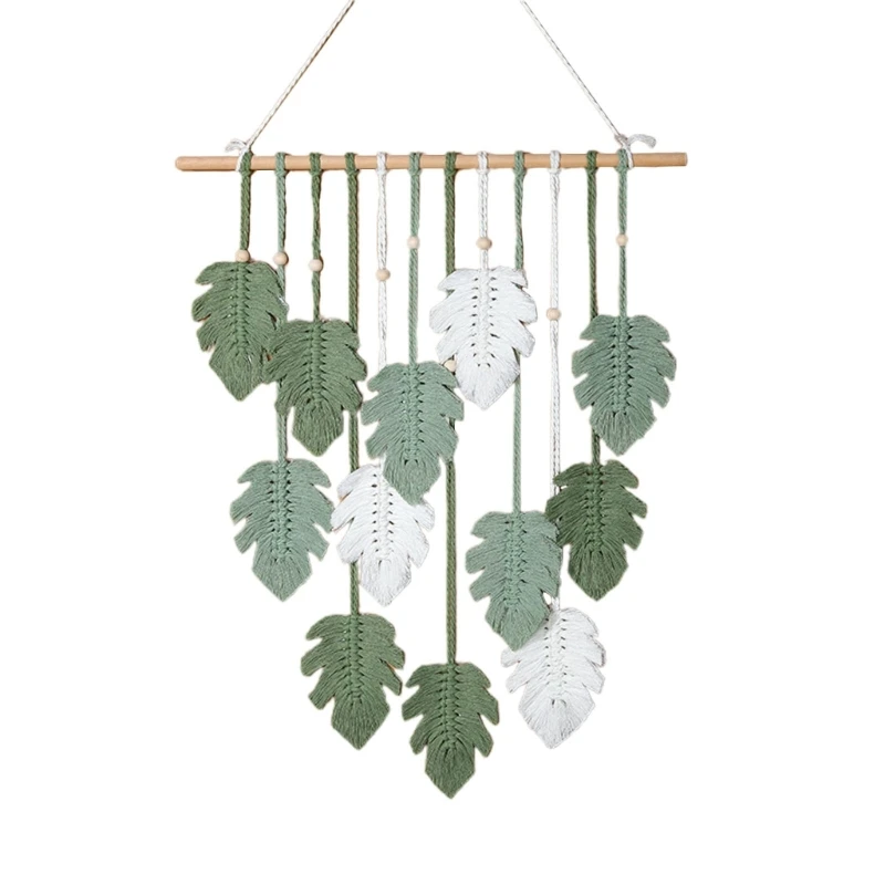

Leaf Macrames Wall Hanging Decor Vintage Handwoven Tapestry for Apartment Home G6KA