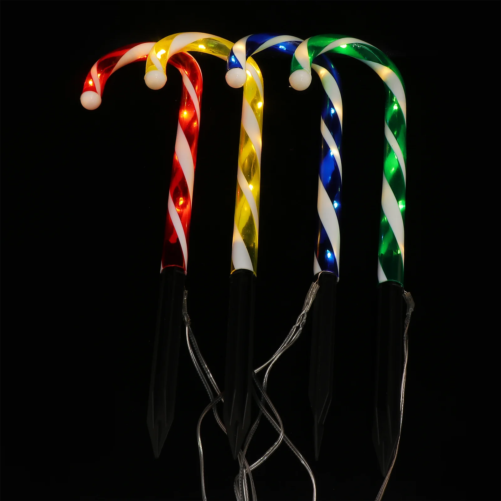 

1pc Christmas Garden Lamp Decor Unique Colorful Crutch Shaped Festival Ornament