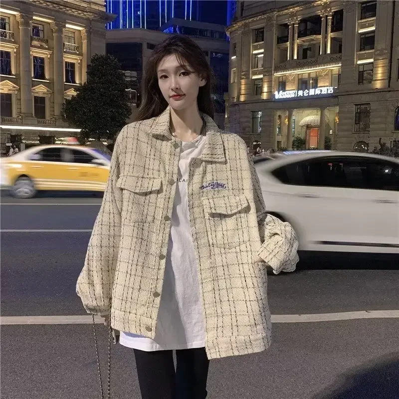 Винтажная твидовая мужская куртка с вышивкой букв свободная посадка