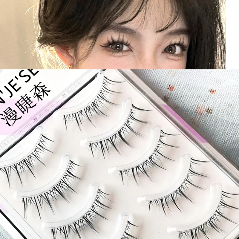 

5 Pairs Eyelashes Bundles Lashes Natural Wispy False Eyelash Lashes Manga Lashes Invisible Band Soft Natural Eyelashes Extension