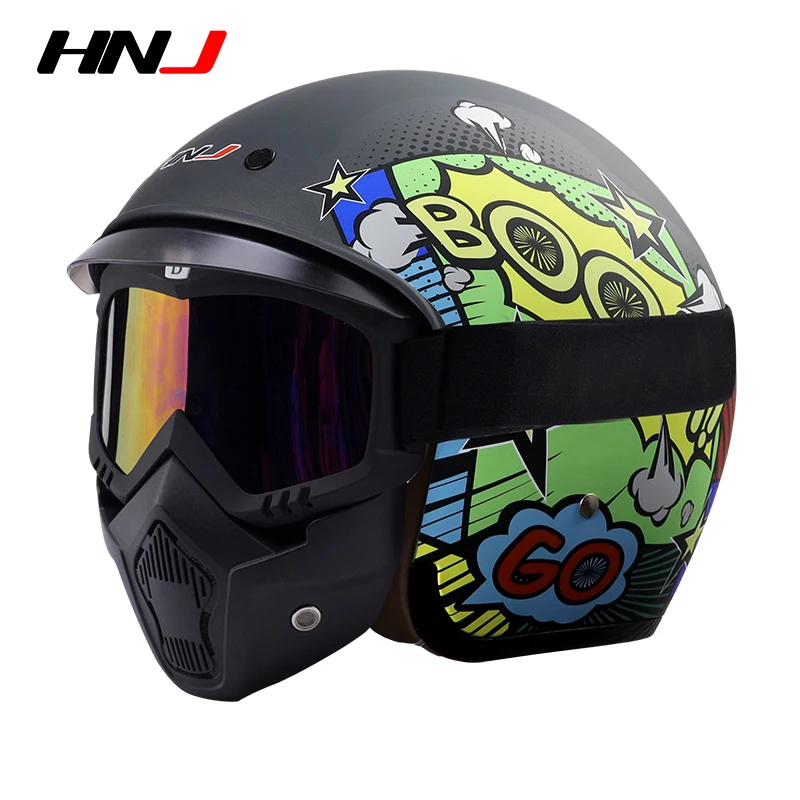 For Harley Vintage Motor Helmet Off-road Helmet Road Rally Helmet Racing Motorcycle Personality Men and Women Riding Half Helmet