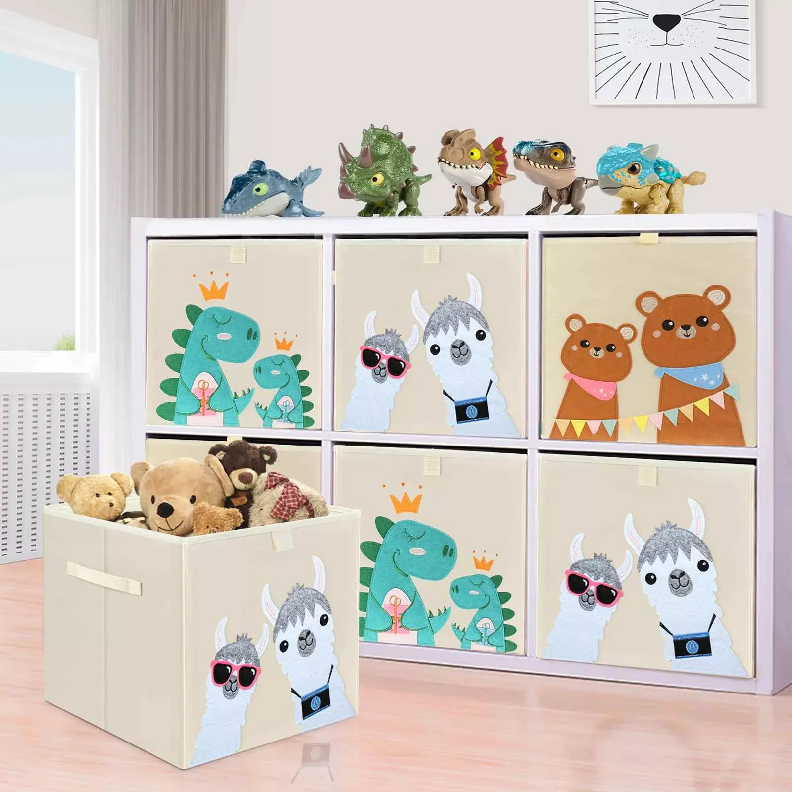 

Children's Storage Box Foldable Storage Boxes Square Storage Collapsible Non-woven Fabric Box Cubes Cartoon Animal Closet Bo