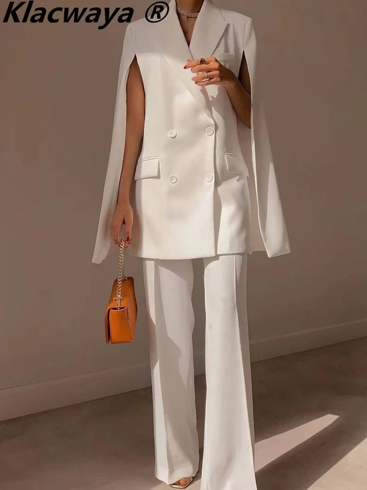 

Klacwaya Blazer Women 2022 Cape Coat Spring 2022 White Blazer Mujer Elegantes Women Clothing Capes And Poncho Blazers