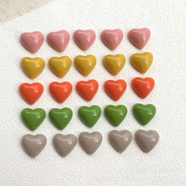 

10pcs sweet retro color peach heart heart Flat Back Resin Cabochons Scrapbooking DIY Jewelry Craft Decoration Accessories