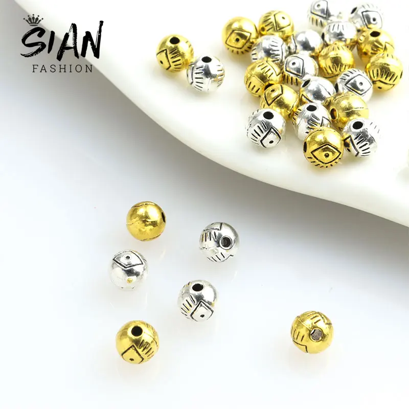 

40pcs Antique Silver Plated Lucky Evil Eye Spacer Beads Zinc Alloy Small Hole Loose Bead Charms DIY Alloy Accessories Bracelet