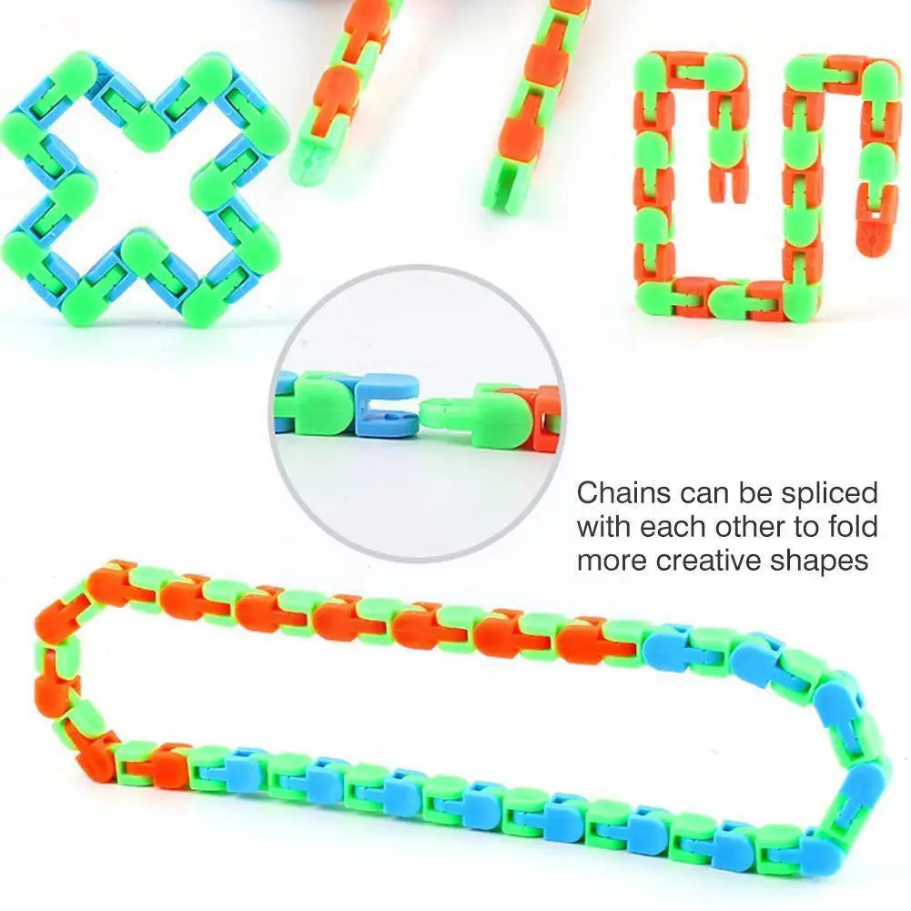 

24-section Squishy Relaxing Chain Variety Folding Chain Bag Toys Gift Anxiety Toy Wacky Relieve Sensory Track Links Fillers E7K1