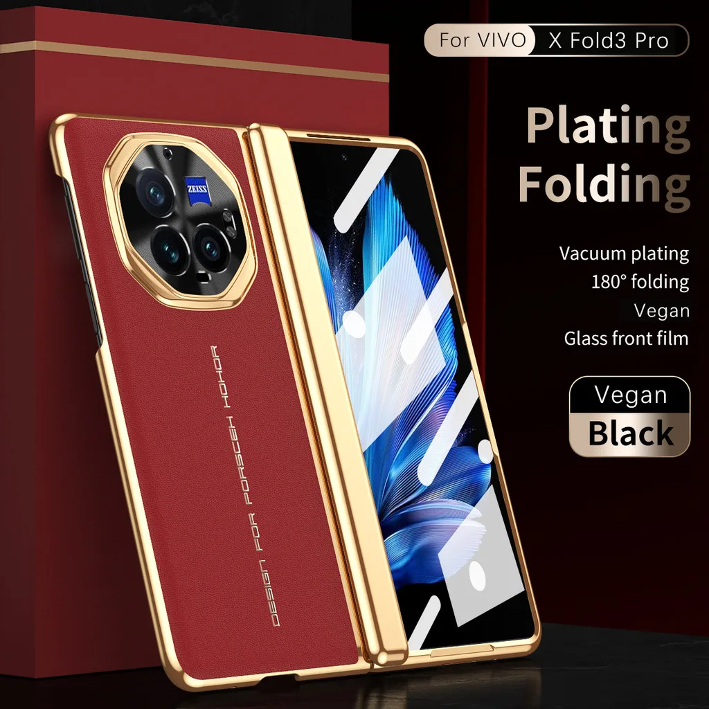 Роскошный кожаный чехол с гальваническим покрытием для VIVO X Fold3 Pro Fold 3 полный