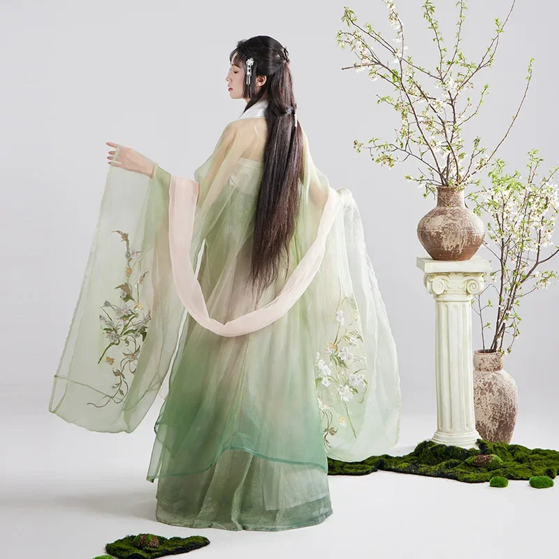 YJ20 Original Hanfu Female Chest-length Big Sleeve Shirt Heavy Embroidery Fairy Tang Suit Spring Summer