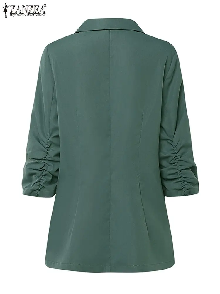 Элегантный офисный Женский блейзер ZANZEA повседневные Костюмы с длинным рукавом