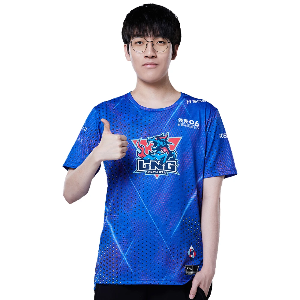 

LNG Jersey LOL LPL Lng Tarzan Doinb Ale Light Lvmao Custom Name Fans Blue T Shirt Uniform Man Woman E-Sport Hombre Men Clothing