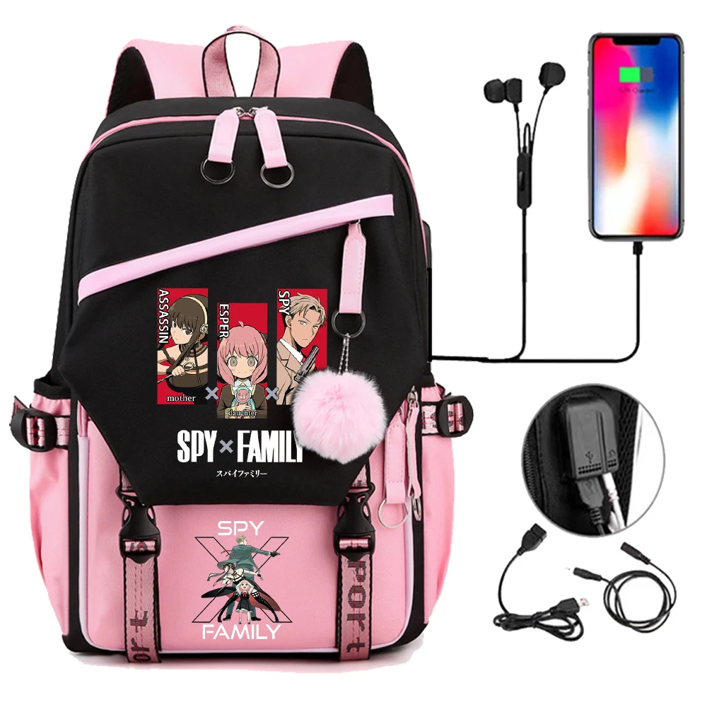 

SPY X FAMILY Anime School Bags for Girls Travel Laptop Backpack Usb Port Book Bag Backbag Schoolbag Teenagers Backpack Mochila