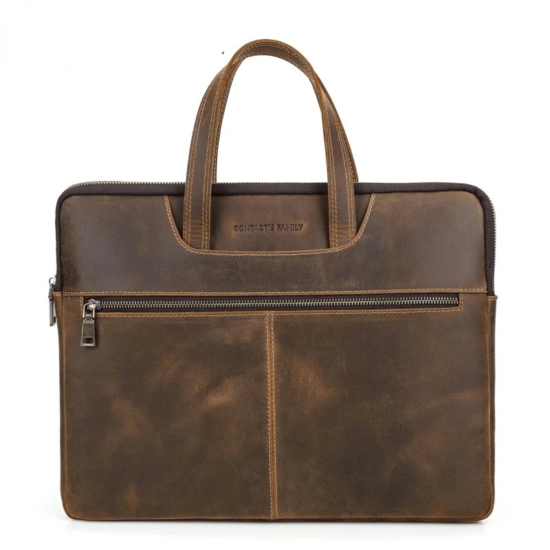 Cowhide Men Messenger Business Briefcase Hold 15inch Laptop Bags High Quality Shoulder Genuine Leather Crossbody Carteras Hombre