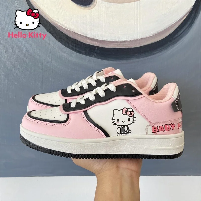 Zapatos de Hello Kitty para mujer, zapatillas deportivas informales ligeras y transpirables que combinan con todo, zapatillas rosas bonitas para niña