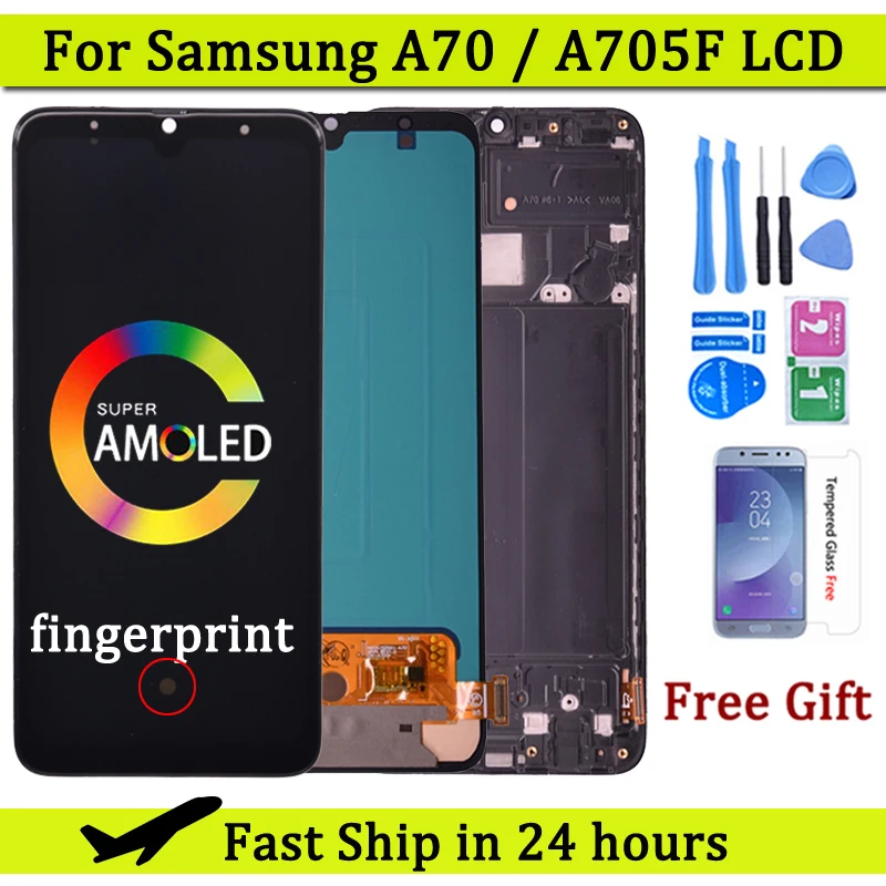

Super AMOLED For Samsung Galaxy A70 A705/DS A705F LCD Display With Touch Screen Digitizer Assembly A705FN A705GM lcd with frame
