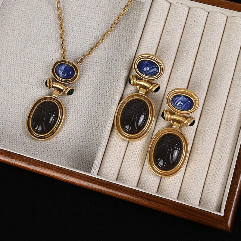 Новинка 2024 набор из ожерелья и серег в дворцовом ретро-стиле Модный женский