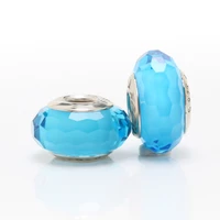 hot sale silver color charm bead fashion light blue section glass beads for original pandora charm bracelets bangles jewelry