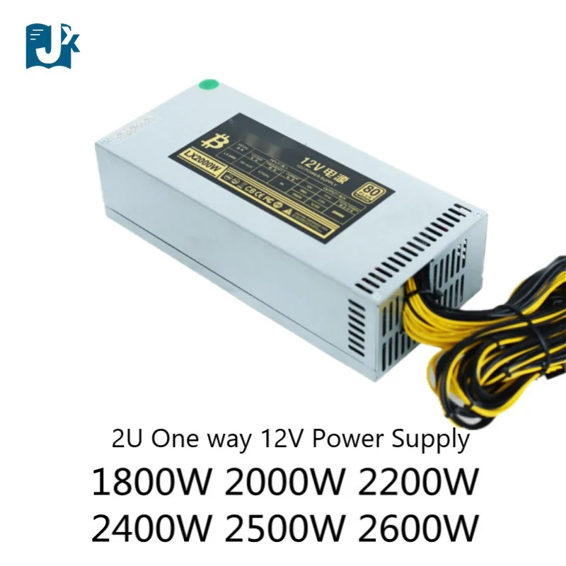 1800 / 2000 / 2200 / 2400/2500/2600W mining equipment power supply, 6pin 2U mining single channel GPU PSU, 80plus fan,