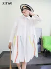 XITAOБелое платье-рубашка; Свободное модное простое однобортное платье-рубашка с отложным воротником; Новинка 2022 года; WMD4602
