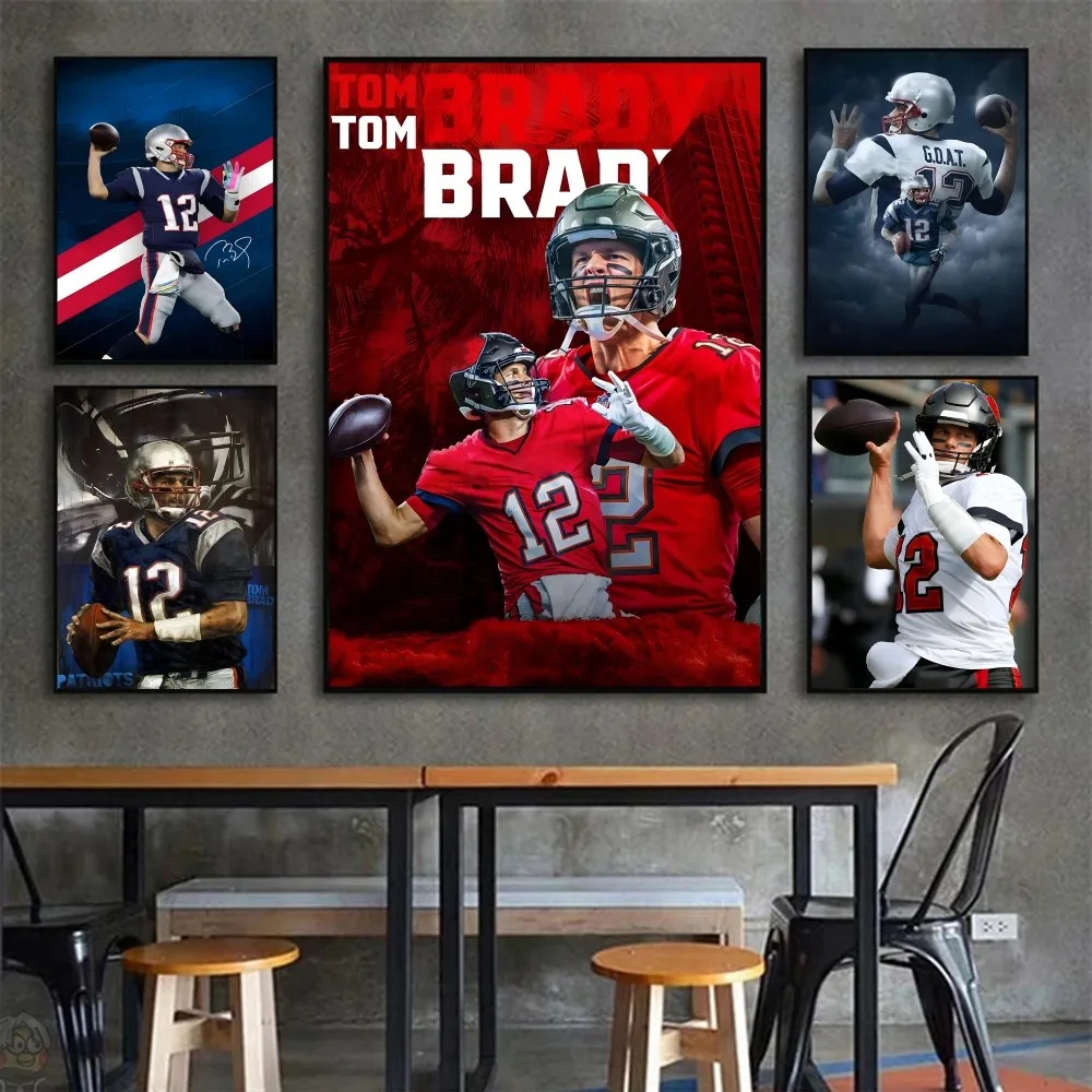 Постер T-Tom Brady с бумажным принтом для дома гостиной спальни входа в бар кафе
