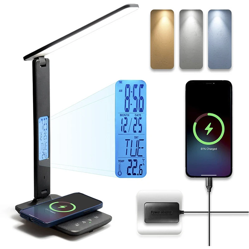 

10W Wireless Charging Desk Lamp LED Touch Folding USB Charging Reading Learning Perpetual Calendar Eye Protection Desk Lamp