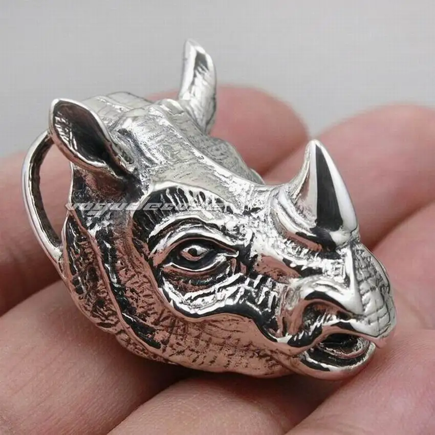 Подвеска в виде головы носорога из стерлингового серебра 925 пробы подвески