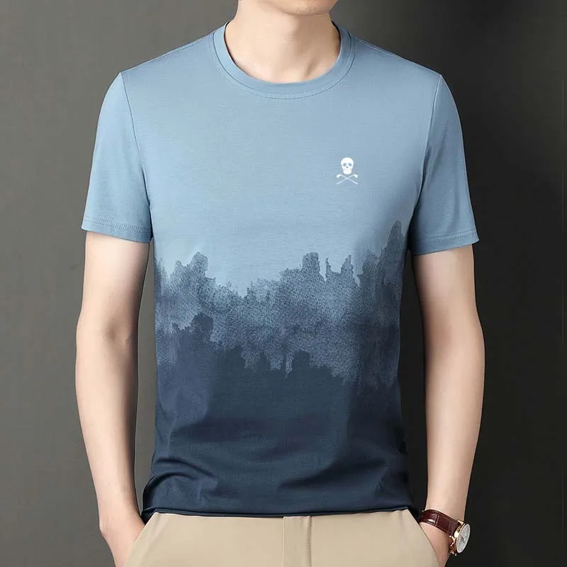 

Мужская хлопковая футболка, свободная одежда для гольфа с коротким рукавом, в винтажном стиле, в стиле хип-хоп, для походов и бега, с градиентом цвета, для лета, 202