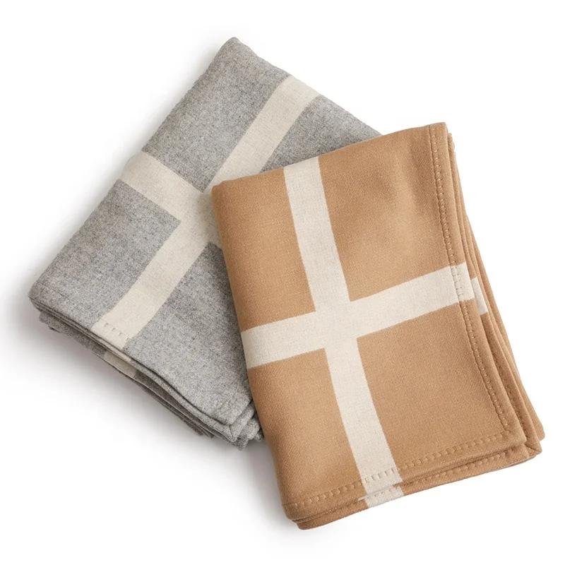 Custom winter wool cashmere blanket home hotel travel king s