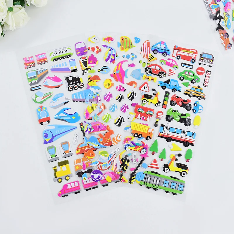 6 arkuszy Cartoon 3D Animal Bubble naklejki PVC DIY dzieci nagroda bufiasta naklejka dziewczyny chłopcy Favor papiernicze