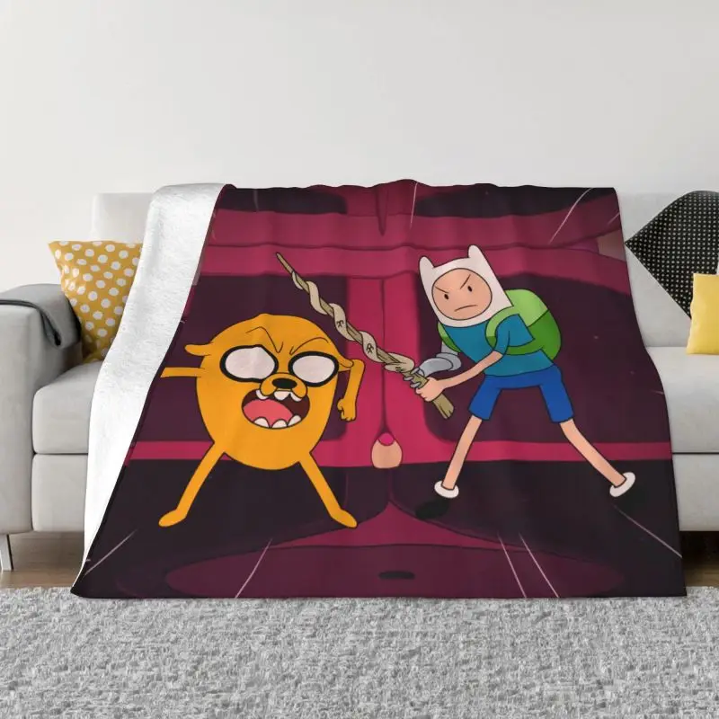 

Adventure Time Cartoon Ultra-Soft Fleece Throw Blanket Warm Flannel Finn Jake Anime Blankets for Bed Home Couch Quilt