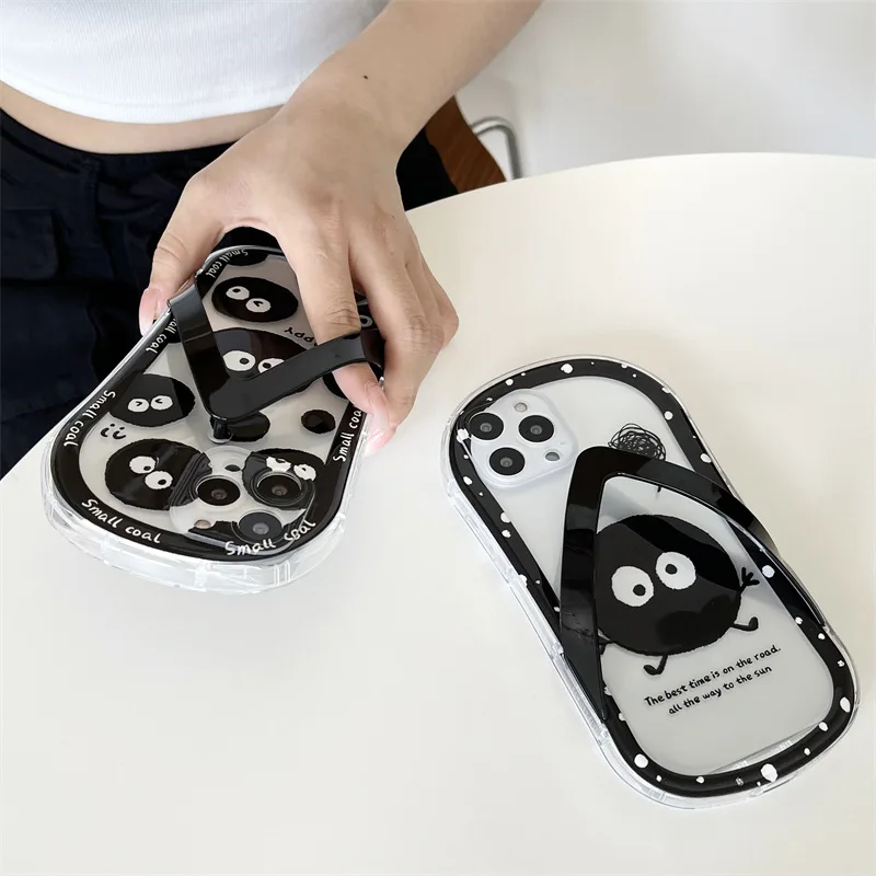 

Creative Slippers Cartoon Cute Black Coal Ball Phone Case Cover for IPhone 11 12 13 Pro Max Shockproof Case for IPhone 13 Cases