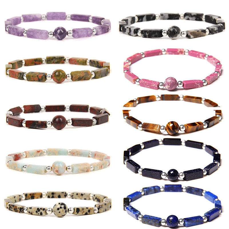 

Natural Crystal Beaded Bracelet Men Women Charm Stone Geometry Amethyst Gift Physical Care Rich Jewelry Free Shipping