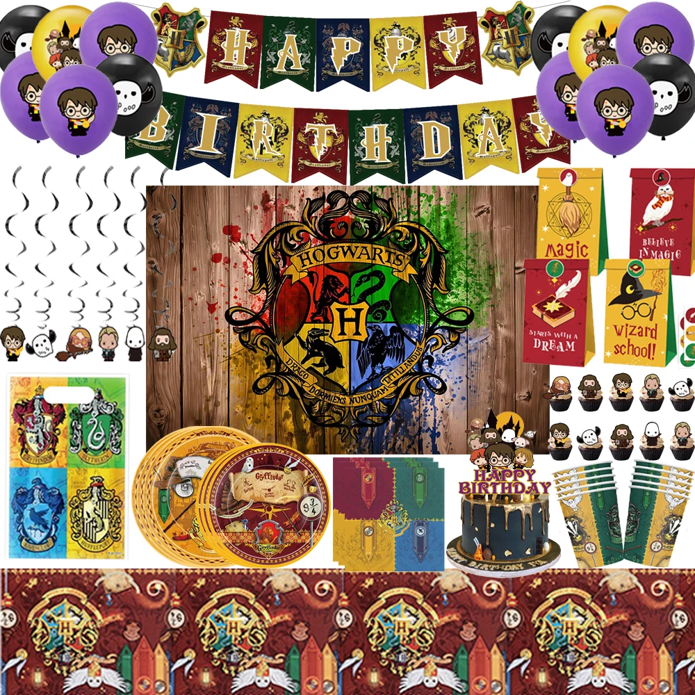 Academy Magic Harries Decorazioni Per Feste Di Compleanno Stoviglie Usa E Getta Cup Plate Banner Tovaglia Backgound Forniture Per Feste Per Bambini