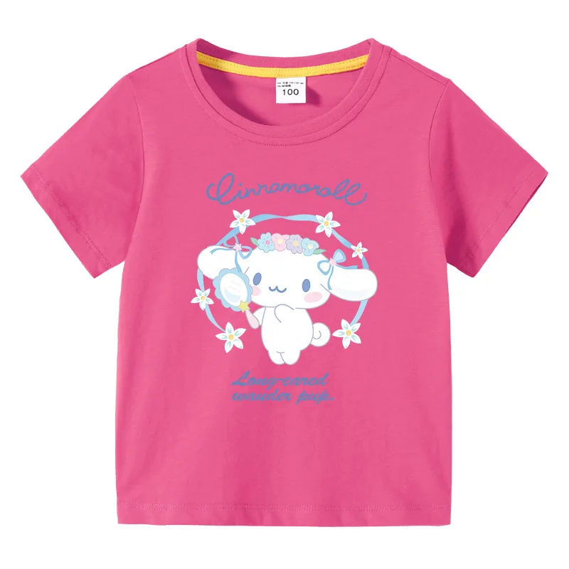 

Summer Kids Clothes for Boys Girls Cute Cartoon Cinnamoroll Short Sleeve T-shirt Toddler Kawaii Cotton T-shirts 80-150cm