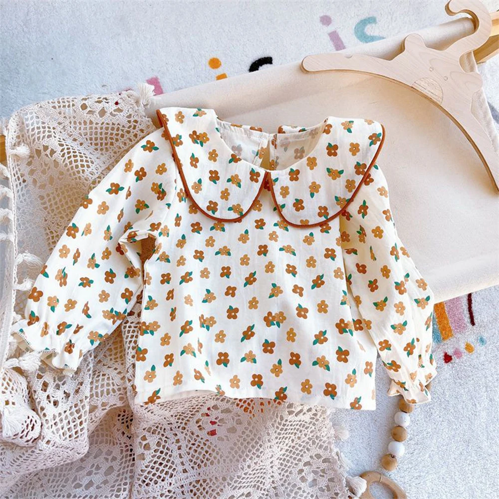 

Korea Toddler Baby Girl Long Sleeves T-shirt Baby Floral Top Baby Girls Clothes Bottoming Girls Shirt Korea Blouses Baby Shirt