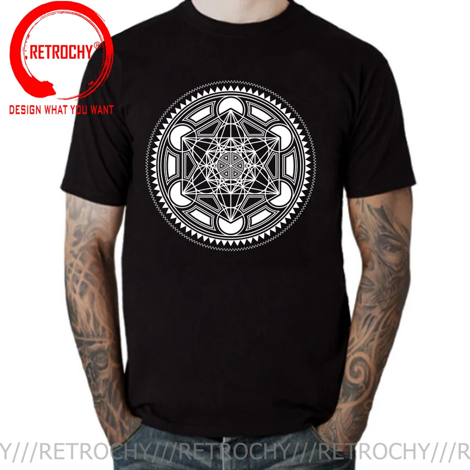 Футболка Metatrons мужская с изображением кубиков цветов жизни хлопковая рубашка