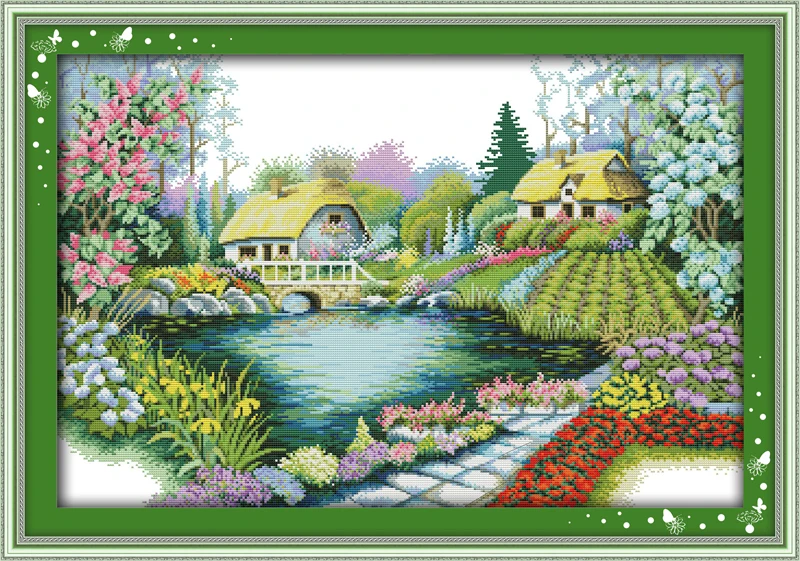 

Joy Sunday Pre-printed Cross Stitch Kit Easy Pattern Aida Stamped Fabric Embroidery Set-Beautiful Homeland(1)
