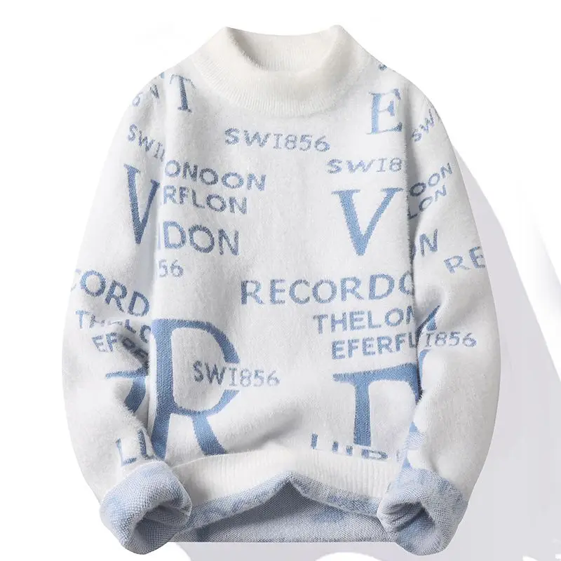 New Long Sleeve Knits For Autumn/Winter 2022 Men's Round Neck Pullover Sweater Alphabetical Fashion All-in-One Trend Warm Sweate