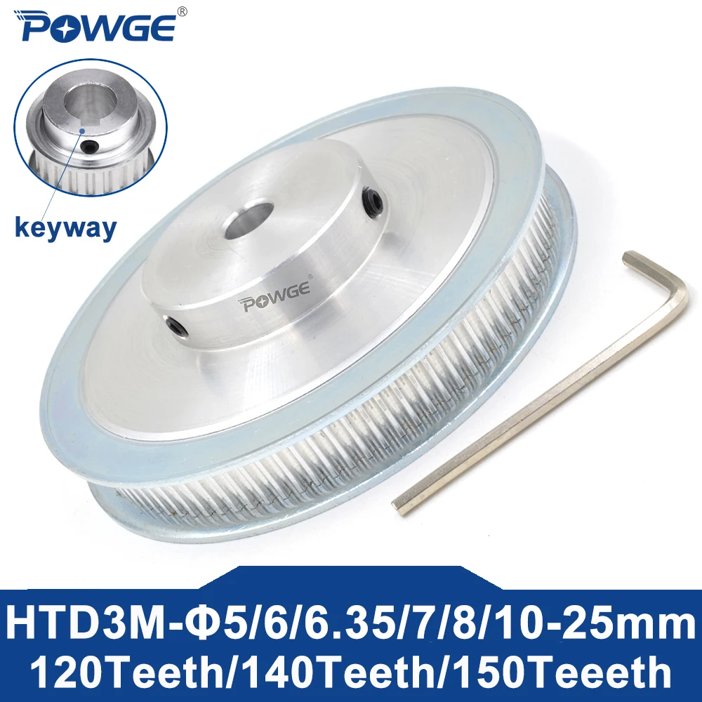 POWGE 120 140 150 зубьев HTD 3M Диаметр шкива ГРМ 8/10/12/14/15/16/18/19/20/22/30 для HTD3M ширина ремня 6/10/15 мм 120T 140T 150T